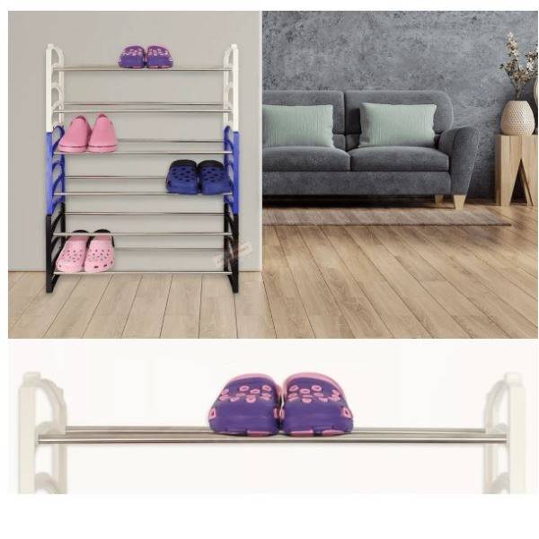 JG20375316 3 In 1 Adjustable 6 Tier Stainless Steel Shoe Rack