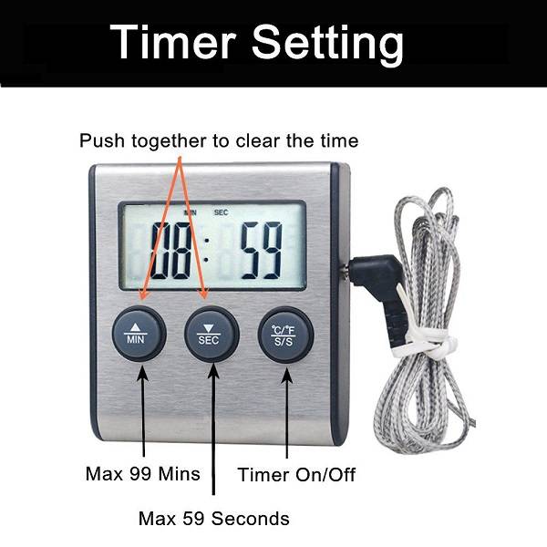 Jiageng JG20375482 Multi-function Digital Grill BBQ Meat Thermometer