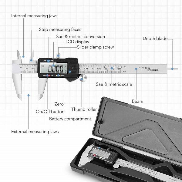 JG20375459 Digital Vernier Caliper LCD Display With Extra Battery