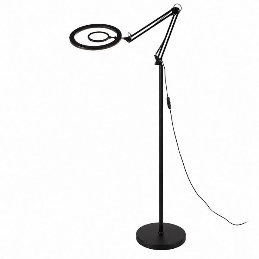 JG20375390 Professional LED Magnifying Floor Lamp with Adjustable Swing Arm, 2 Light Modes &amp; ...