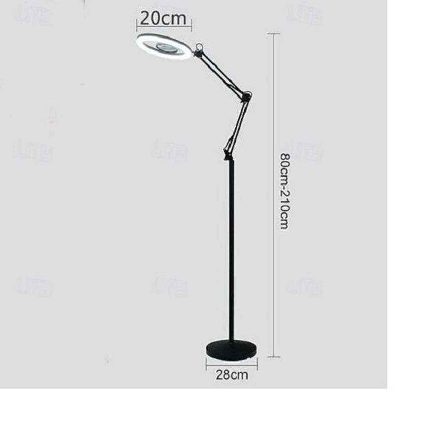 JG20375390 Professional LED Magnifying Floor Lamp with Adjustable Swing Arm, 2 Light Modes &amp; ...