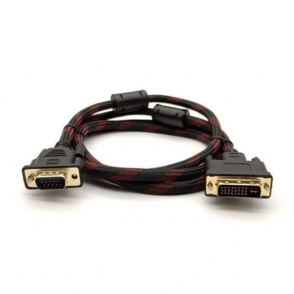 Gold Plated Male VGA 15 Pin To Male DVI 24 +5 Pin Video And Audio Cable 1.5M