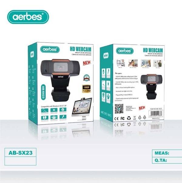 Aerbes AB-SX23 1080P Full HD Web Camera with Built-In Microphone for Laptop or Desktop
