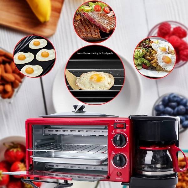 RAF R.5308R Breakfast Maker 9L With Oven Coffee Maker And Frying Pan 3 In 1
