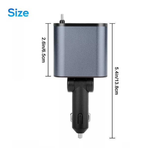 4 in 1 Car Charger With Retractable Cables 120W