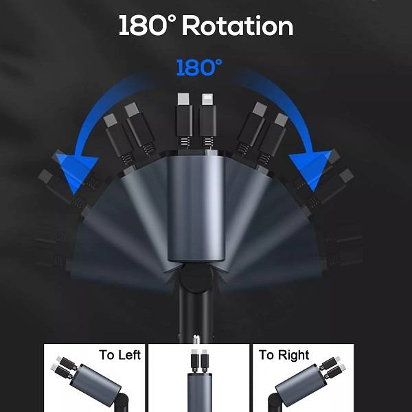4 in 1 Car Charger With Retractable Cables 120W