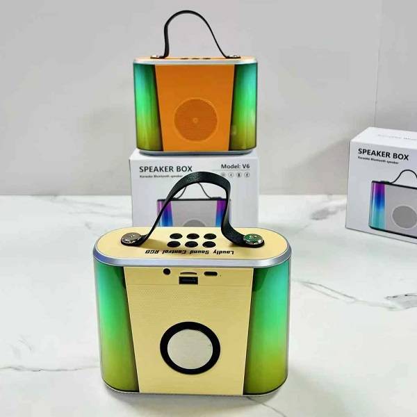 V6 Rechargeable  Bluetooth Speaker with RGB Lights and TF Card  Slot