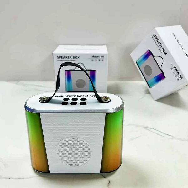 V6 Rechargeable  Bluetooth Speaker with RGB Lights and TF Card  Slot