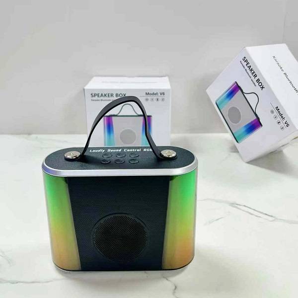 V6 Rechargeable  Bluetooth Speaker with RGB Lights and TF Card  Slot