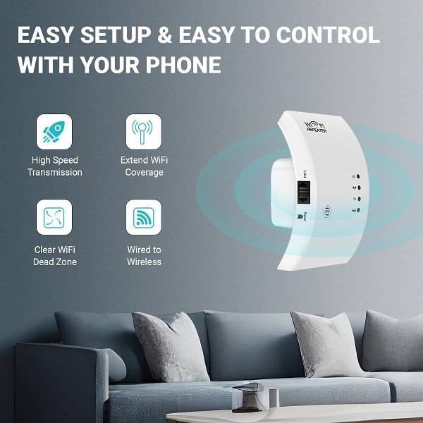 WiFi Range Extender And Repeater With 300Mbps Wireless Signal Booster And Ethernet Port
