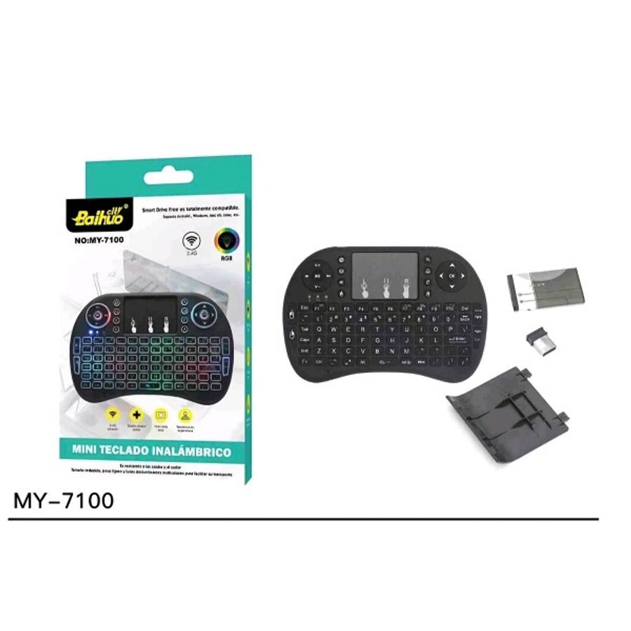 Baihuo MY-7100 RGB Rechargeable Wireless 2.4ghz Keyboard LED Backlit