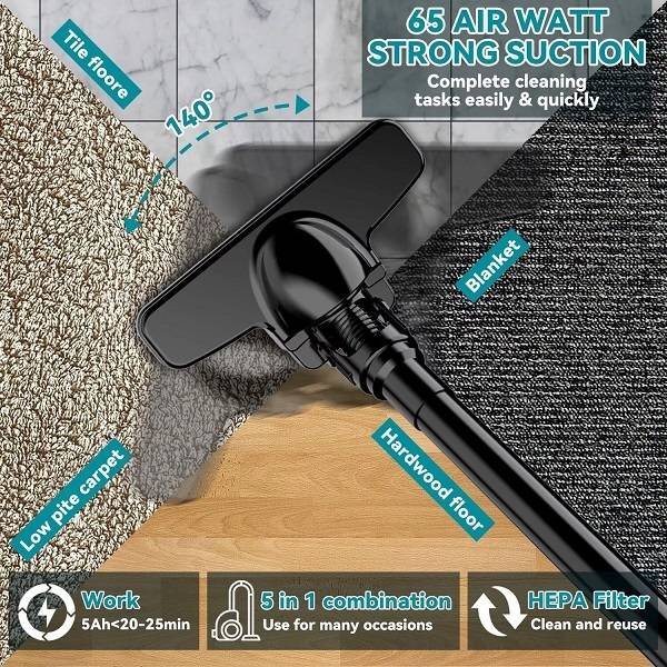VND9043 Brushless Motor Lithium 62V Battery Rechargeable Vacuum Cleaner 400W