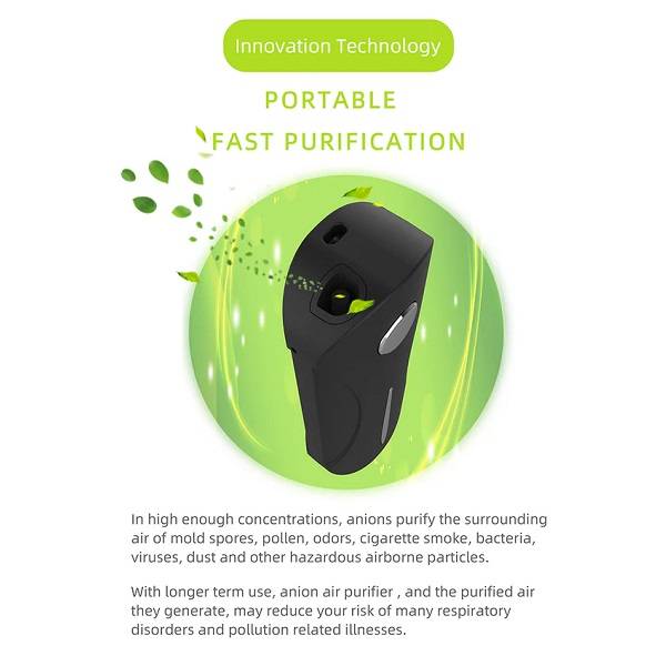 F02 Mini Wearable Anion Air Purifier Portable For Car, Home, Office And Travel