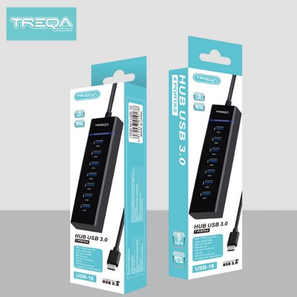 Treqa USB-16 Type-C 7-Port USB Hub with LED Indicator