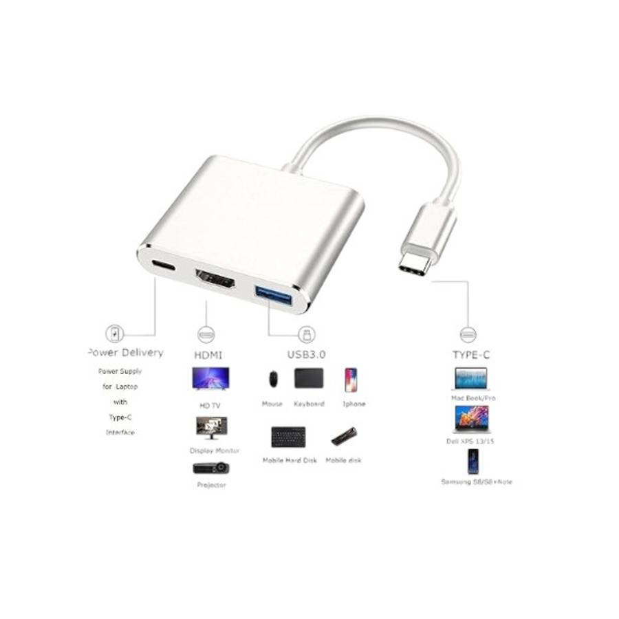 Tangka TK-H141 Type C To  HDMI + USB 3.0 +Type C Adapter Cable
