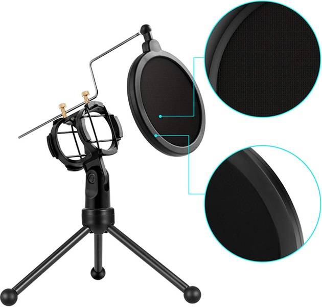 PM-214 Tripod Microphone Stand With Mini Pop Filter