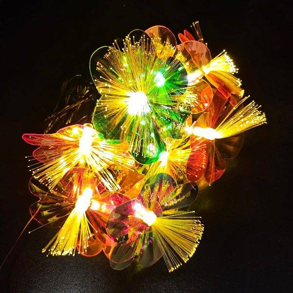 ZYF-D225 Black Cable 3M Fiber Optic Flower  String Light With 10 LEDS + Interconnecting Cable