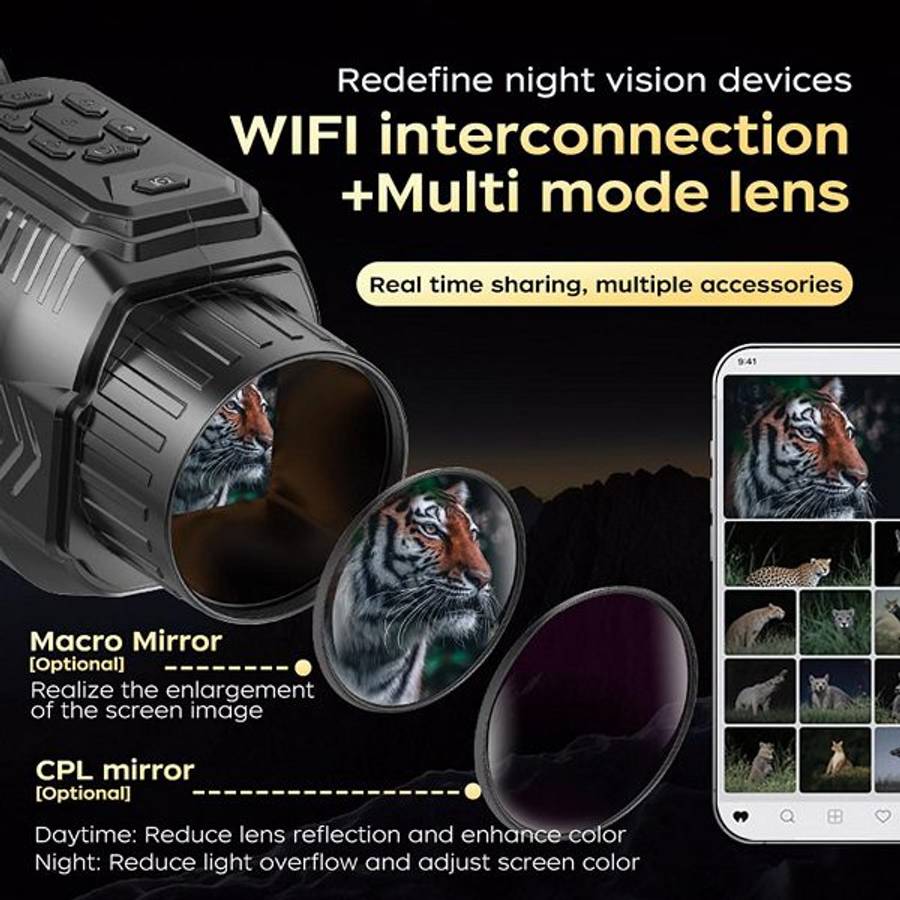 D15 4K 64MP Digital Infrared Night Vision Monocular With Focusing Lens