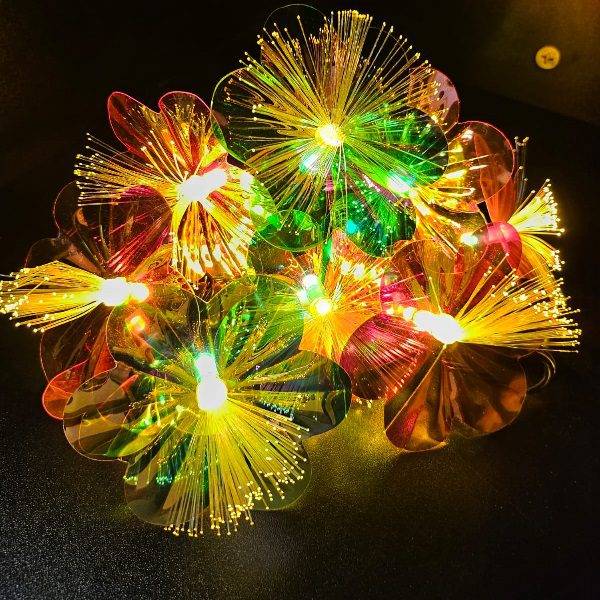 ZYF-D225 Black Cable 3M Fiber Optic Flower  String Light With 10 LEDS + Interconnecting Cable
