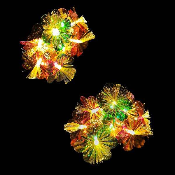 ZYF-D225 Black Cable 3M Fiber Optic Flower  String Light With 10 LEDS + Interconnecting Cable