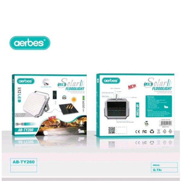 Aerbes AB-TY260 152 LED Split Solar Flood Light 200w 6000mah Battery