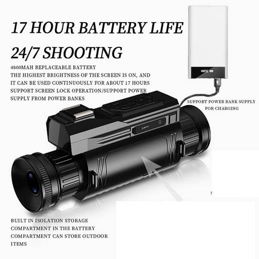 D12 4K Ultra HD WiFi Monocular Night Vision Camera 64MP 4800mah Battery