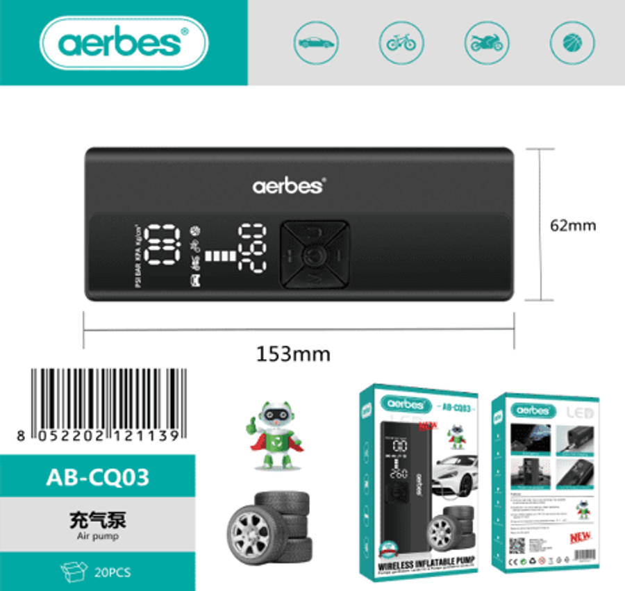 AB-CQ03 Aerbes Portable Rechargeable Tyre Pressure Air Pump