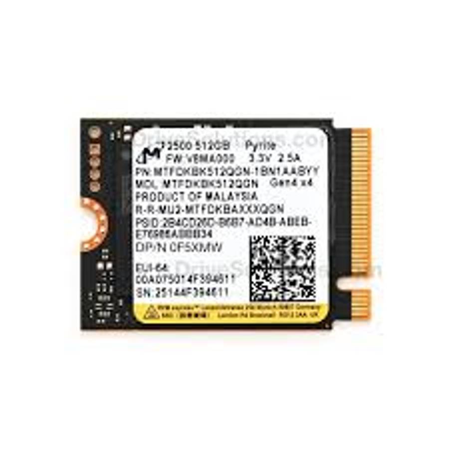 512GB Micron 2500 |  M.2-2230 |  NVMe |  PCIe Gen 4X4 |  (Read Speed: 6 | 600 MB/s |  Write Speed: 3