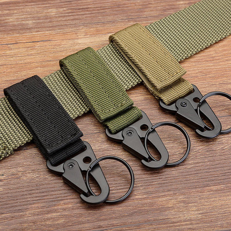 Men's canvas Colorful Keychain Military nylon metal Paste belts Cool buckle