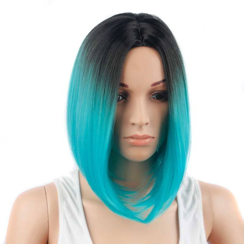 Pink gradient short straight hair Lace Front Wig BOBO Wigs