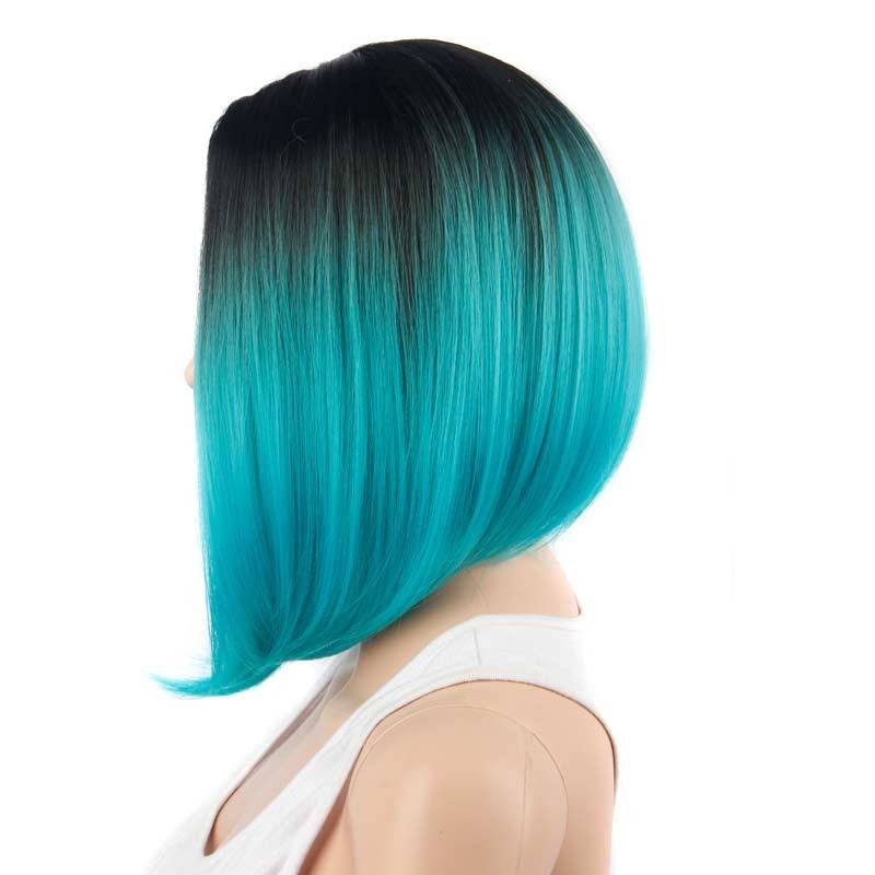 Pink gradient short straight hair Lace Front Wig BOBO Wigs