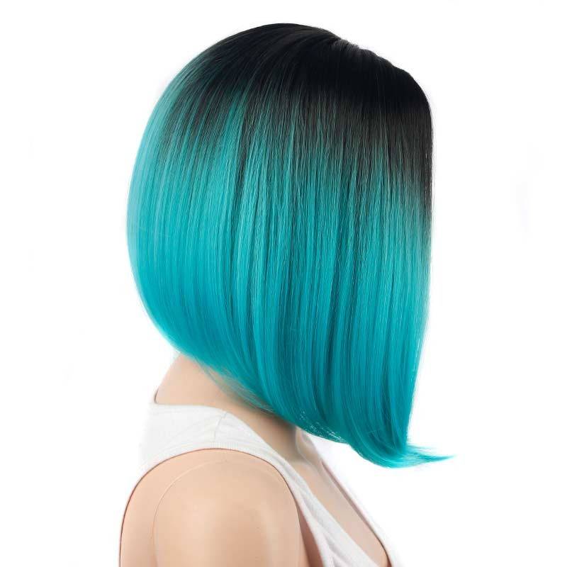 Pink gradient short straight hair Lace Front Wig BOBO Wigs