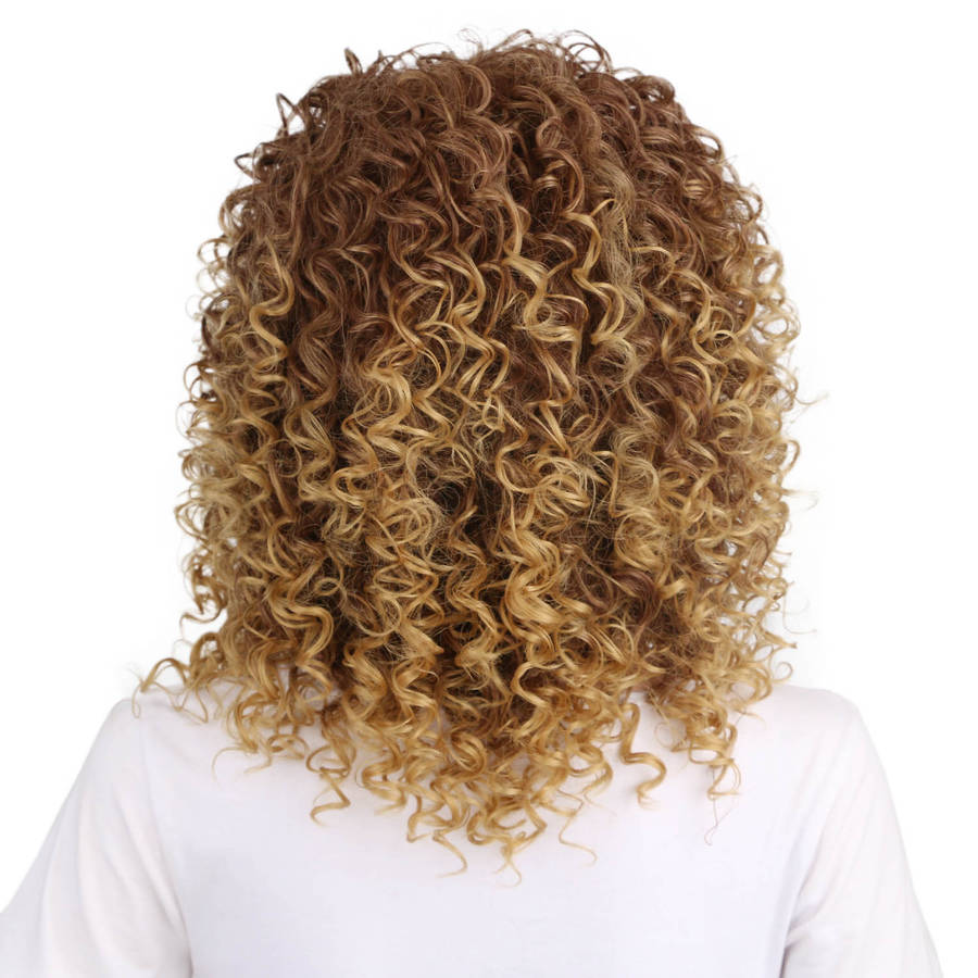 Golden Ombre Afro Kinky Curly Wig Synthetic Hair Free Shipping