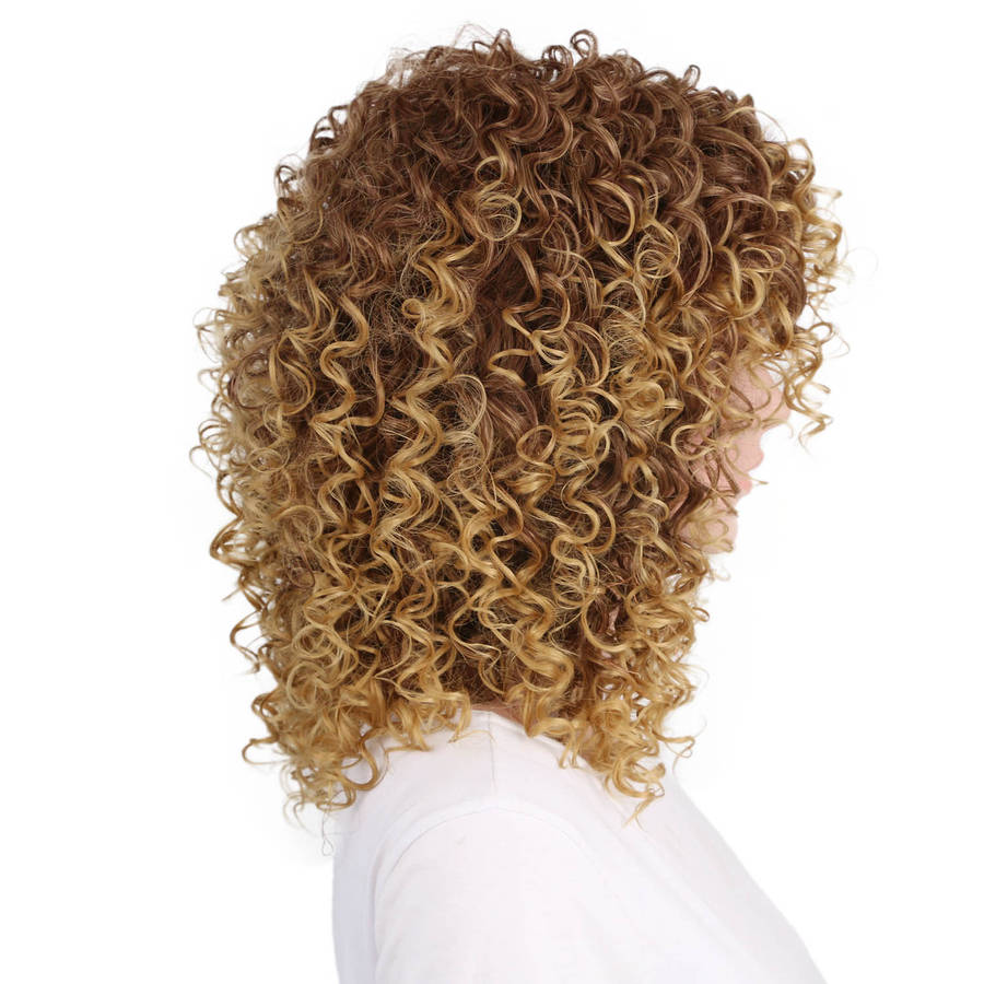 Golden Ombre Afro Kinky Curly Wig Synthetic Hair Free Shipping