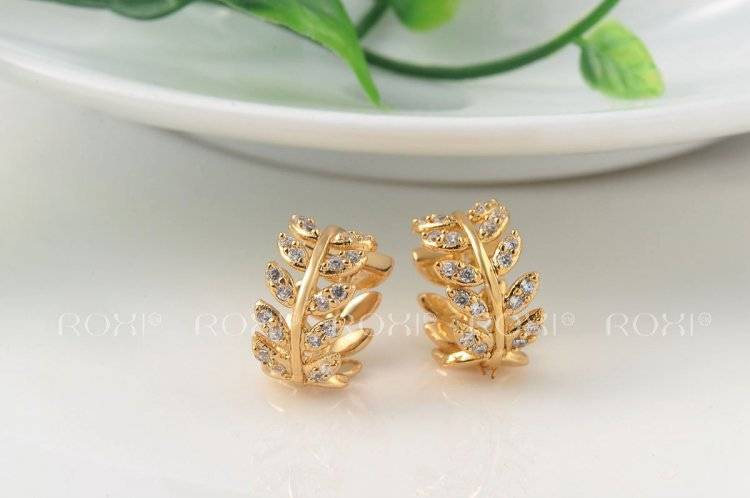 Fashion Jewelry Female Ear Stud Gold Willow Leaf Earrings