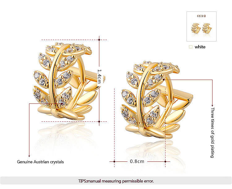 Fashion Jewelry Female Ear Stud Gold Willow Leaf Earrings