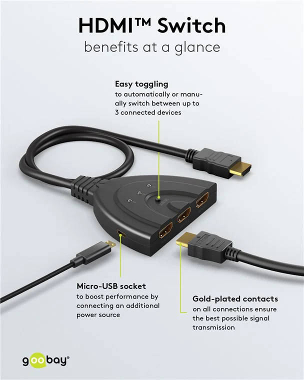 Goobay HDMI Switch 3 to 1 (4K @ 60 Hz)