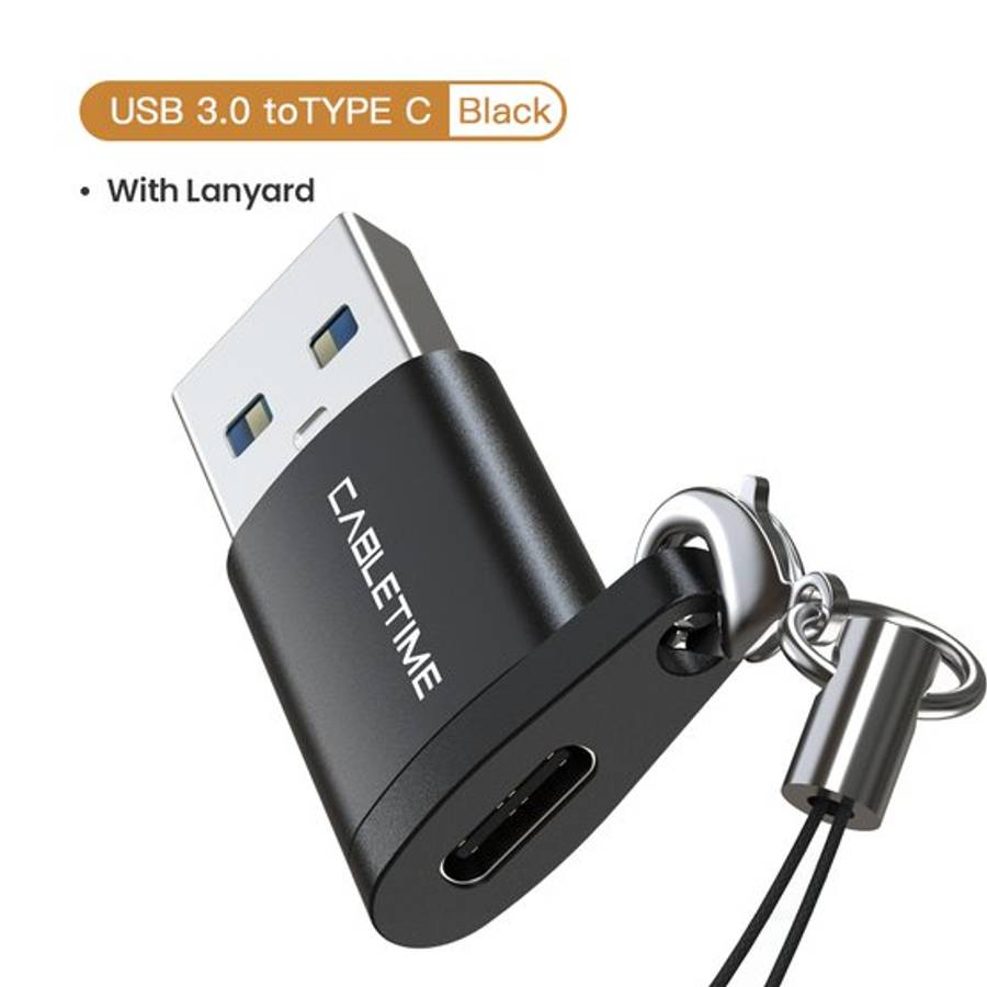 CableTime CP73B USB C Female To USB A Male Adapter - Black