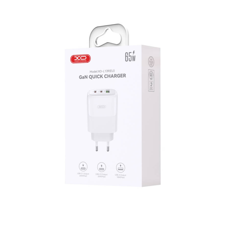 XO L139 2PD+USB GaN 65W Charger