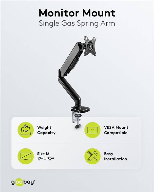 Goobay Monitor Mount with Gas Spring for monitors between 17" and 32"
