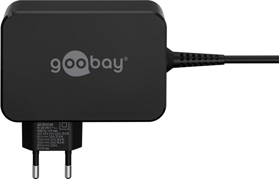 Goobay USB-C 65w Charger for Laptops - Black
