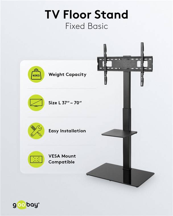 Goobay TV Floor Stand Basic (Size L) for TVs and monitors between 37" and 70"