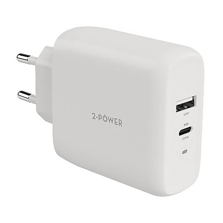 2PWC32W02-EU | 2-Power 32W with USB Type-C and Type-A Ports Wall Charger