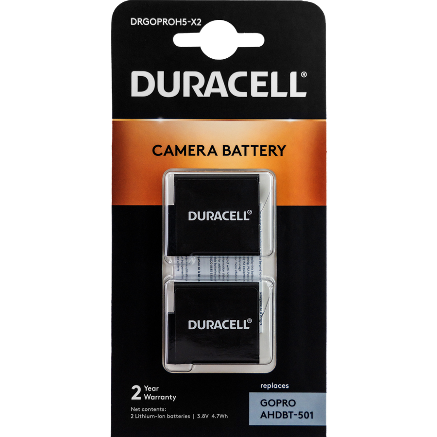2 Pack GoPro Hero 5/6/7 or 8 Batteries by Duracel | DRGOPROH5-X2