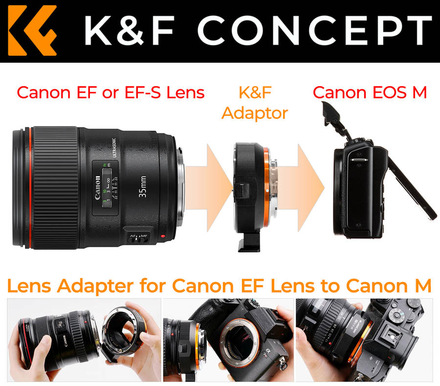 KF06.464 | K&F Lens Adapter for Canon EF Lenses to Canon EOS M Cameras