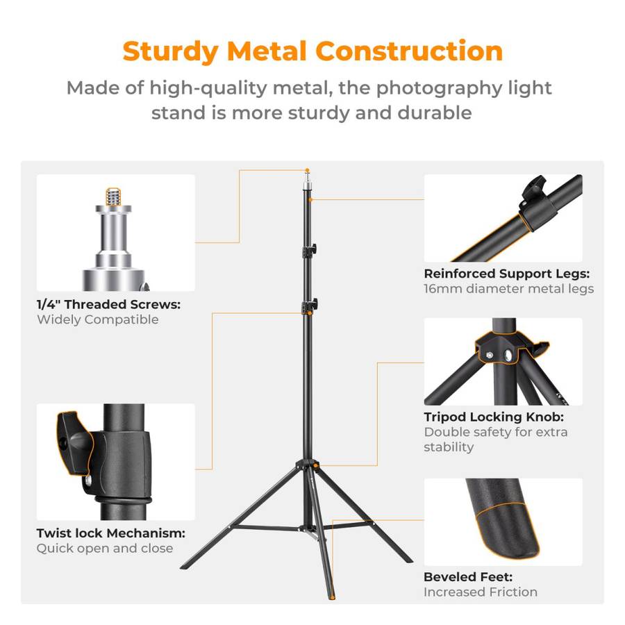 K&F Light Stands Ideal for Hobbyist Creators - K&F 2m Light Stand for 5kg Loads Ideal for Hobbyis...