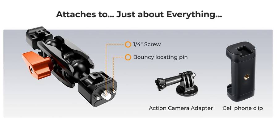 K&amp;F 4.5 Suction Mount with Magic Arm, Phone &amp; Action Cam Mount | KF31.100