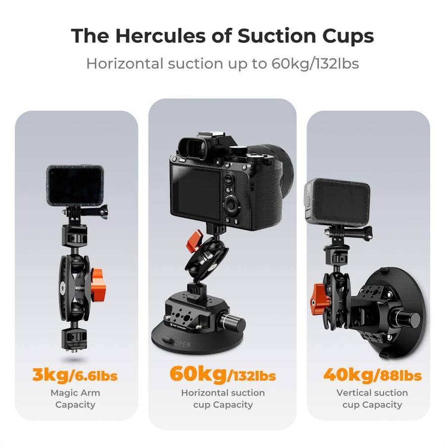 K&amp;F 4.5 Suction Mount with Magic Arm, Phone &amp; Action Cam Mount | KF31.100