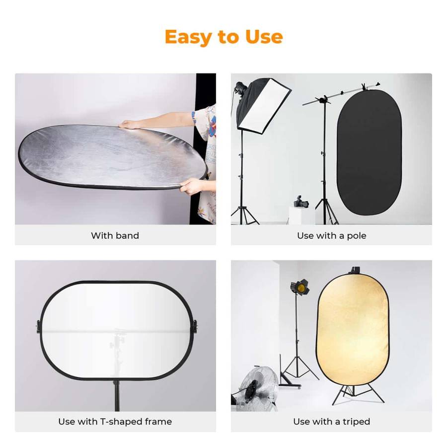 KF18.0010 | K&F 5-In-1 Collapsible Reflector Oval 60x90cm