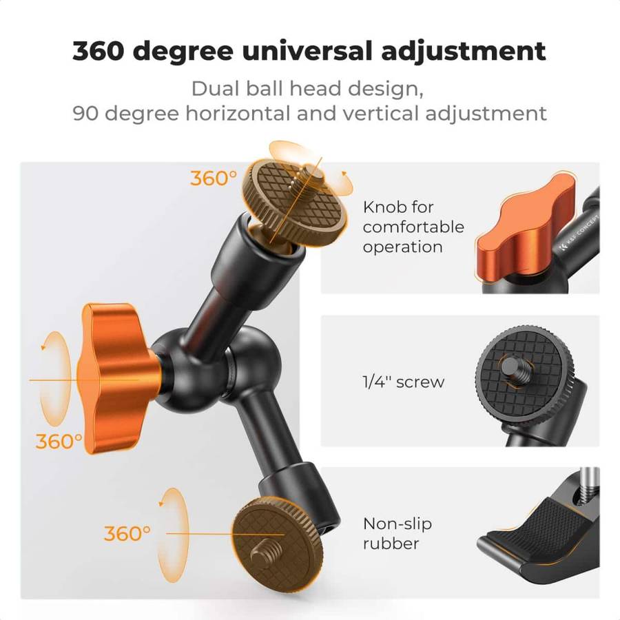 KF31.130 | K&F 6" (15cm) Magic Arm with Super Clamp
